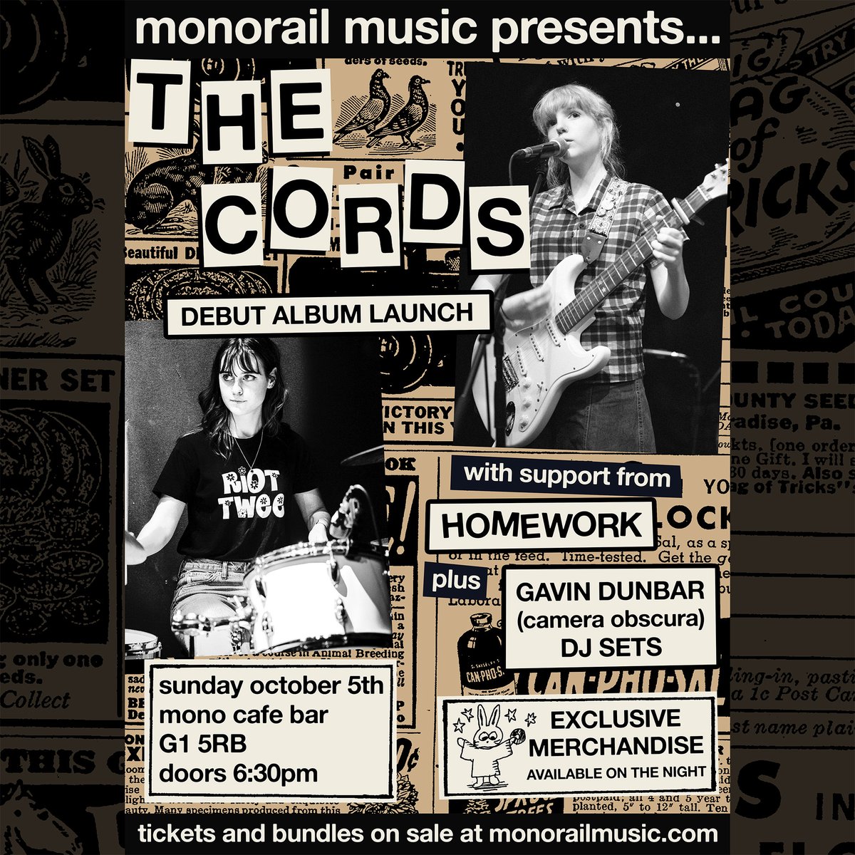monorail music (@monorail_music) on Twitter photo Tickets on sale now for our album launch night with The Cords!
Sunday October 5th
Mono Cafe Bar
Doors 6:30pm
With support from Homework and Gavin Dunbar DJ sets
TIX AND BUNDLES HERE: monorailmusic.com/product/the-co…
<a href="/SkepWax/">Skep Wax Records</a> <a href="/SlumberlandRecs/">Slumberland Records</a> <a href="/Monoglasgow/">Mono Glasgow</a> Tickets on sale now for our album launch night with The Cords!
Sunday October 5th
Mono Cafe Bar
Doors 6:30pm
With support from Homework and Gavin Dunbar DJ sets
TIX AND BUNDLES HERE: monorailmusic.com/product/the-co…
<a href="/SkepWax/">Skep Wax Records</a> <a href="/SlumberlandRecs/">Slumberland Records</a> <a href="/Monoglasgow/">Mono Glasgow</a>