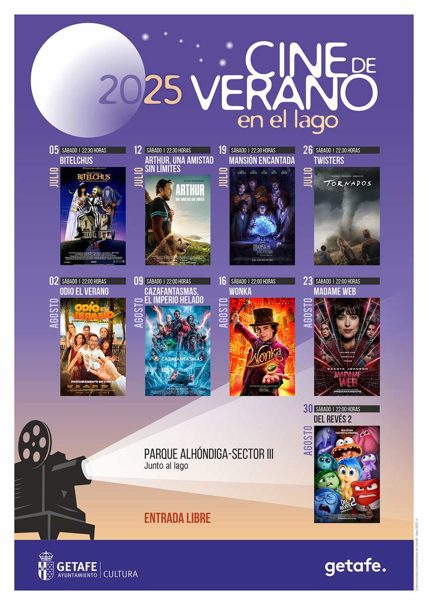 aytogetafe's tweet image. 📽️ Programación del cine de verano en el lago y en los barrios para este fin de semana:
🗓️ Sábado 26 - 22:30 h: Twisters
📌 Lago Parque La Alhóndiga
🗓️ Domingo 27 - 22:00 h: Aquaman 2
📌 Perales del Río (recinto ferial)