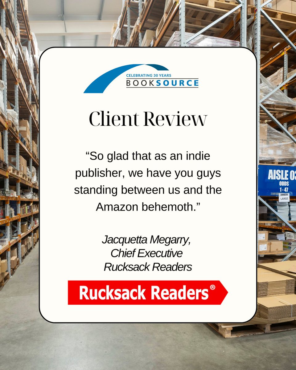 BookSource (@booksource1) on Twitter photo This is just one reason why we are the go-to distributor for independent publishers. Special thanks to Jacquetta Megarry for the support. We are delighted to distribute <a href="/rucsacs/">Rucksack Readers</a>!
#PublisherServices #Publishing #IndependentPublishing #BookDistribution #Amazon This is just one reason why we are the go-to distributor for independent publishers. Special thanks to Jacquetta Megarry for the support. We are delighted to distribute <a href="/rucsacs/">Rucksack Readers</a>!
#PublisherServices #Publishing #IndependentPublishing #BookDistribution #Amazon