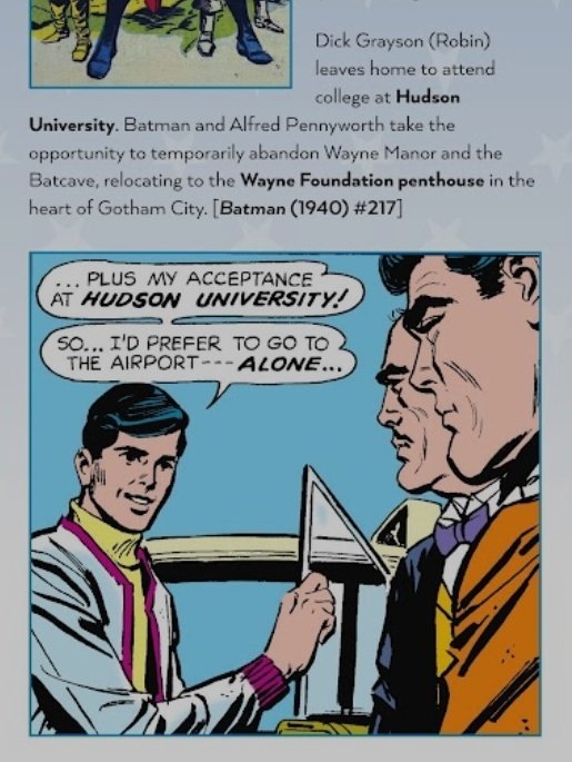 RainyWombat's tweet image. In New History of the DCU #2, I love the inclusion of the vital information that Bruce got empty nest syndrome when Dick left for university, so he moved out of the Manor 🤣