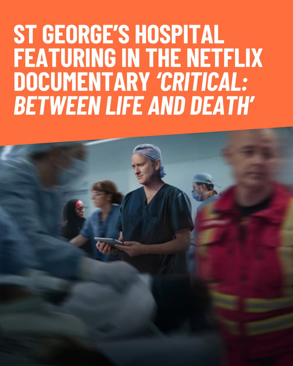 GivingtoGeorges's tweet image. Critical: Between Life-or-Death is out now on Netflix!
This gripping documentary follows trauma patients across the London Major Trauma System, including @geshNHS.
We are proud to fund projects that support patients and staff on our Major Trauma Ward: stgeorgeshospitalcharity.org.uk/news/critical-…