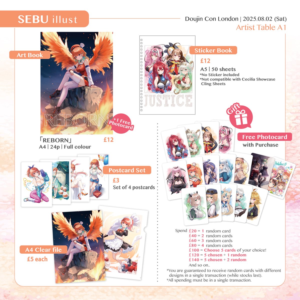 SEBU_illust's tweet image. Doujin Con London Catalogue 🛍️
I'm still waiting for the stickers and photocards to arrive. I hope they arrive in time!
Not many new items though.
#DoujinConLondon