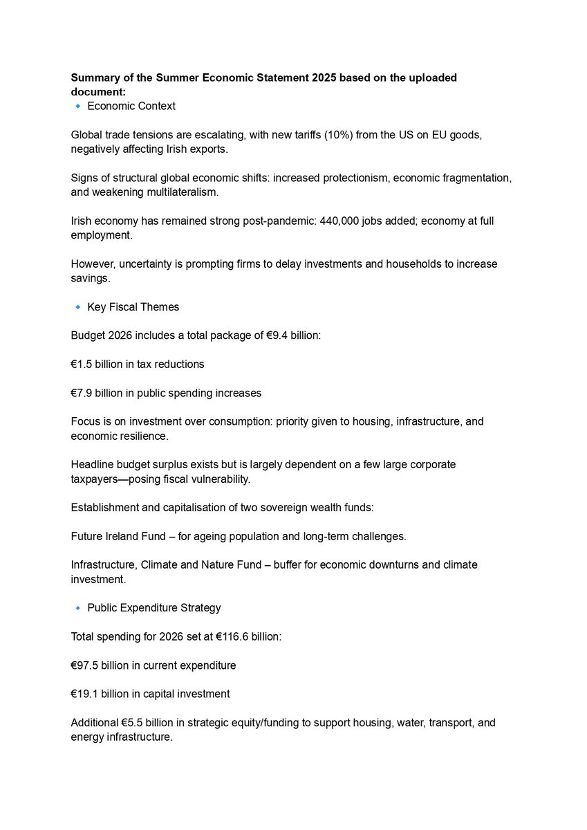 EddieDuffy's tweet image. Summary of the Summer Economic Statement 2025. Podcast also included: open.spotify.com/episode/1h5cUn…