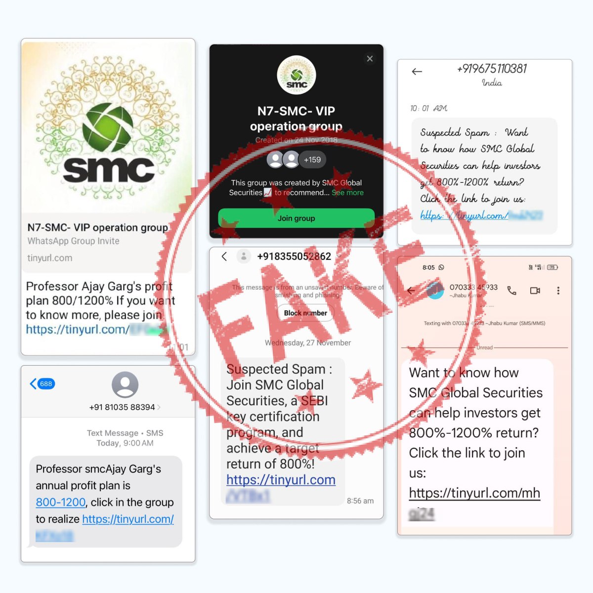 Stay Alert Protect Yourself from Fake Messages Fraudulent messages are being circulated in the name of SMC Global and its Directors, falsely promising unrealistic returns of 800 1200 and luring users to join fake WhatsApp groups via suspic... Stay Alert Protect Yourself from Fake Messages Fraudulent messages are being circulated in the name of SMC Glob...