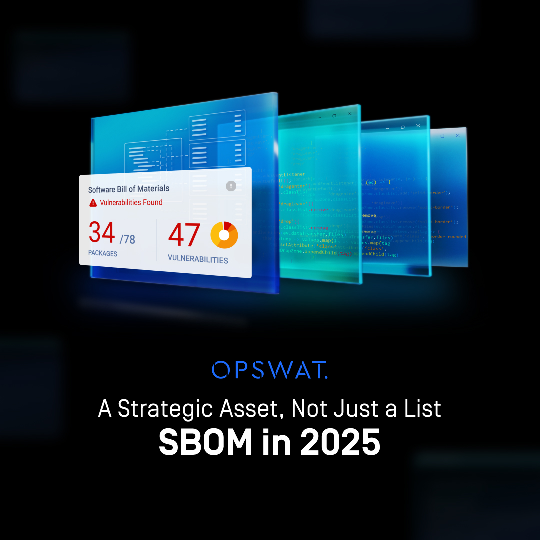 OPSWAT's tweet image. You can’t secure what you don’t understand.
That’s why a Software Bill of Materials (#SBOM) matters.
It’s not just a list. It’s a clear view into what’s inside your #software so you can spot risks early, respond faster, and meet growing compliance demands with confidence.…