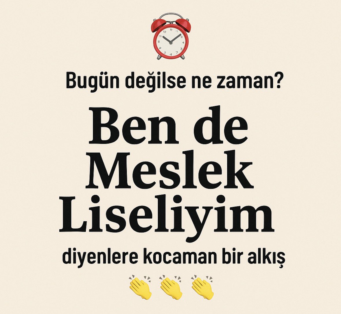 Bugün değilse ne zaman. “𝐁𝐞𝐧 𝐝𝐞 𝐌𝐞𝐬𝐥𝐞𝐤 𝐋𝐢𝐬𝐞𝐥𝐢𝐲𝐢𝐦” diyenlere kocam bir alkış. 👏 👏👏

#bendemeslekliseliyim