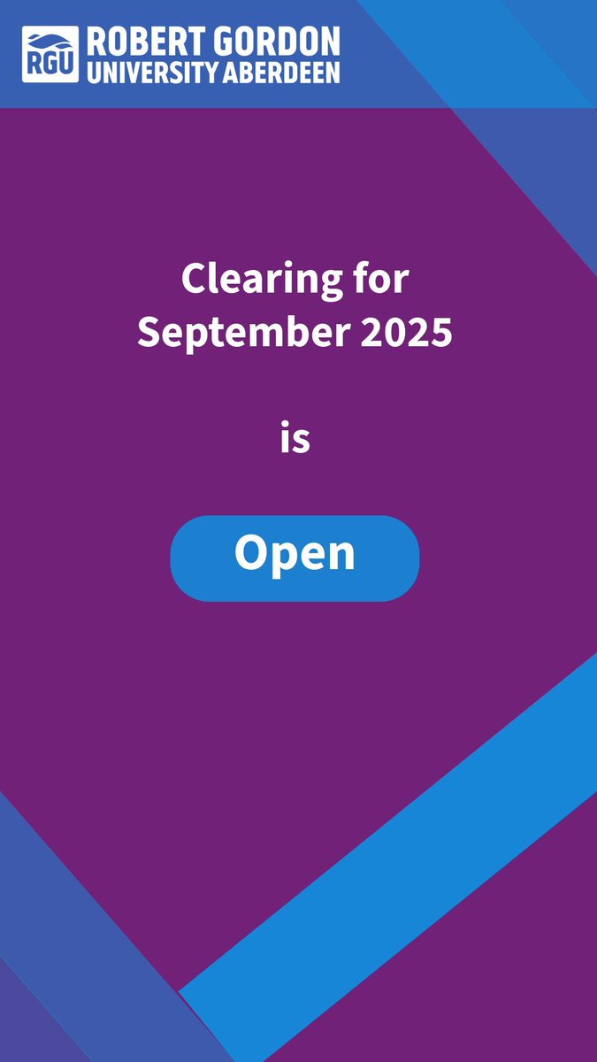 Clearing is open for courses starting September 2025! 

Whether you're changing courses, haven't applied, or didn't get the grades, Clearing offers a chance to study at RGU this September. 

Available courses will be posted soon.