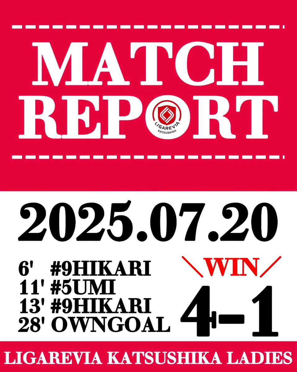 📝 M͙A͙T͙C͙H͙ R͙E͙P͙O͙R͙T͙ 📝

7/20(日)に行われた、
第16回関東女子フットサルリーグ2025
 - 第4節 -
🆚 府中アスレティックFCレディース
のマッチレポートをHPにて更新しました。

マッチレポートはこちら💁‍♀️
ligare-futsal.com/match_report/3…

#リガーレヴィア葛飾レディース 
#関東女子フットサルリーグ