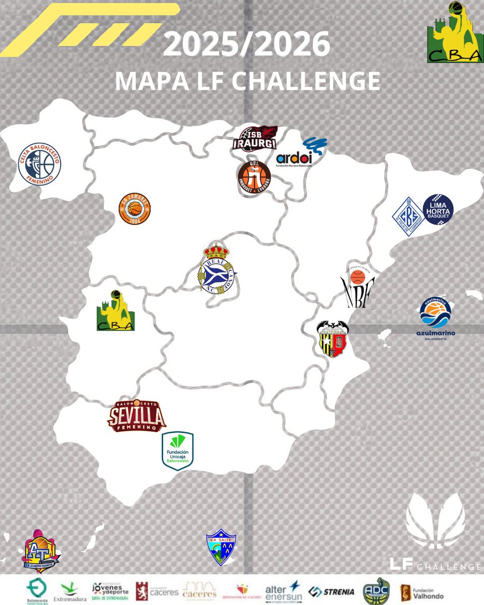¡Así queda el mapa de la #LFChallenge 25/26! 🔝

¡Empieza la cuenta atrás para el espectáculo! 🚀🏀

¡Que ganas de que esto arranque! 😍

#TuAlientoNuestraVictoria💚💛
