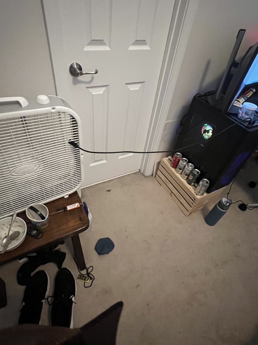 TheLukeK's tweet image. So one of my buddies is a software engineer, and this is his solution to his WiFi card overheating