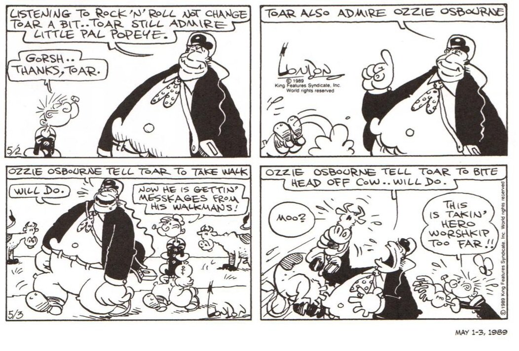 NoahPasternak's tweet image. Bobby London made Ozzy Osbourne canon in the Popeye universe in the 80s
