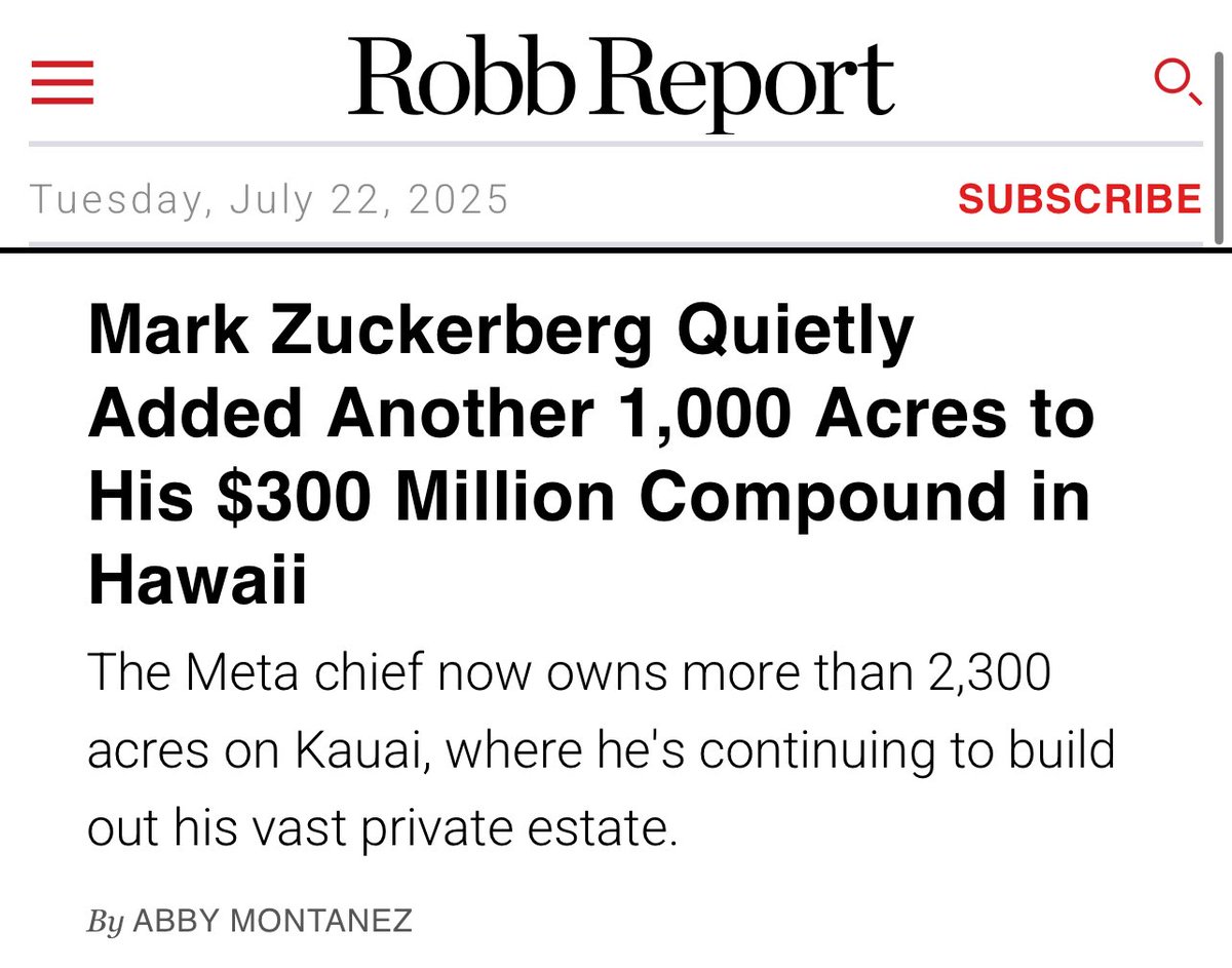 daniel_271828's tweet image. Woah Zuckerberg has a $300M estate in Hawaii?! That’s like 1/3 the cost of an AI researcher!