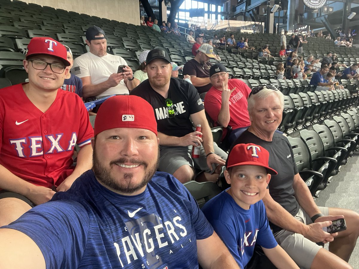 CoachCodyMoore's tweet photo. Great night out @ Globe Life Field 🏟️ watching my Rangers take down the A’s! Guys night out! #AllForTexas #RangersWin #TeamMoore https://t.co/SucjwnlFI5