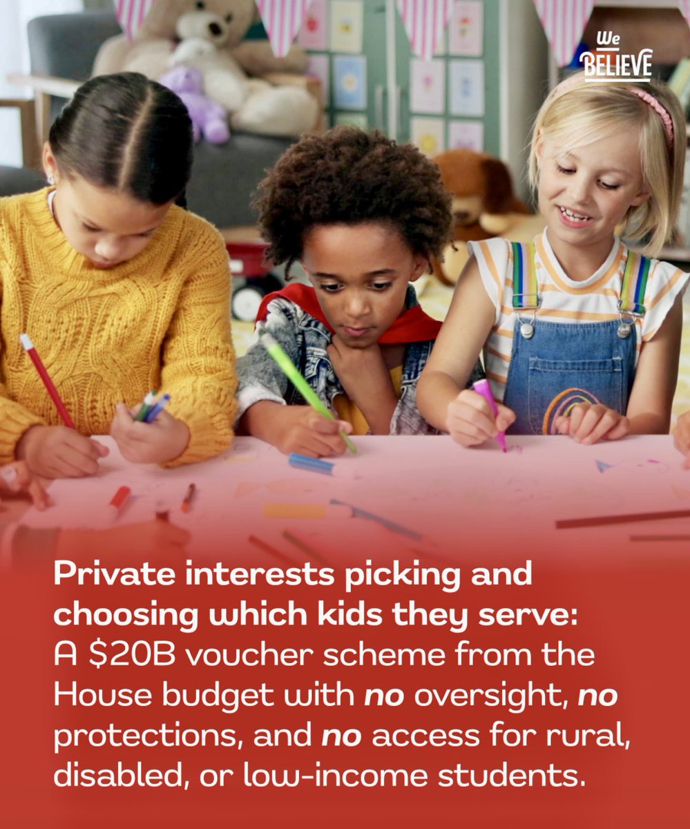 ZemanLynnZ's tweet image. There really is nothing redeeming about this Republican Party @GOP @HouseGOP @SenateGOP
Nothing.
The Trump budget bill diverts $20 BILLION from public school funds to private schools.
What does that mean in real terms?
A giveaway to wealthy private interests—taken from our…