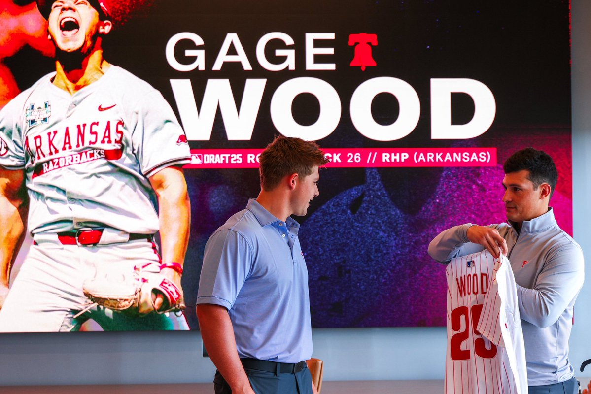 PhilsTailgate's tweet image. Phillies first round signing bonuses:
2025- Gage Wood, $3.0 Million
2024- Dante Nori, $2.49 Million
2023- Aidan Miller, $3.1 Million
2022- Justin Crawford, $3.89 Million
2021- Andrew Painter, $3.9 Million
2020- Mick Abel, $4.07 Million
2019- Bryson Stott, $3.9 Million