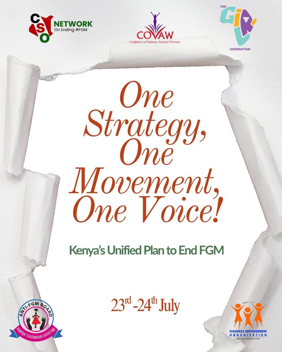 TunawezaEmpower's tweet image. 📢 Thrilled to be part of the network, participate and witness together with 🇰🇪 CSOs this auspicious launch of the @CSONetworkKenya happening in @NarokCountyGvt under theme “One Strategy, One Movement, One Voice: Launching the CSOs' Unified Plan to End FGM in Kenya,”
#EndFGM