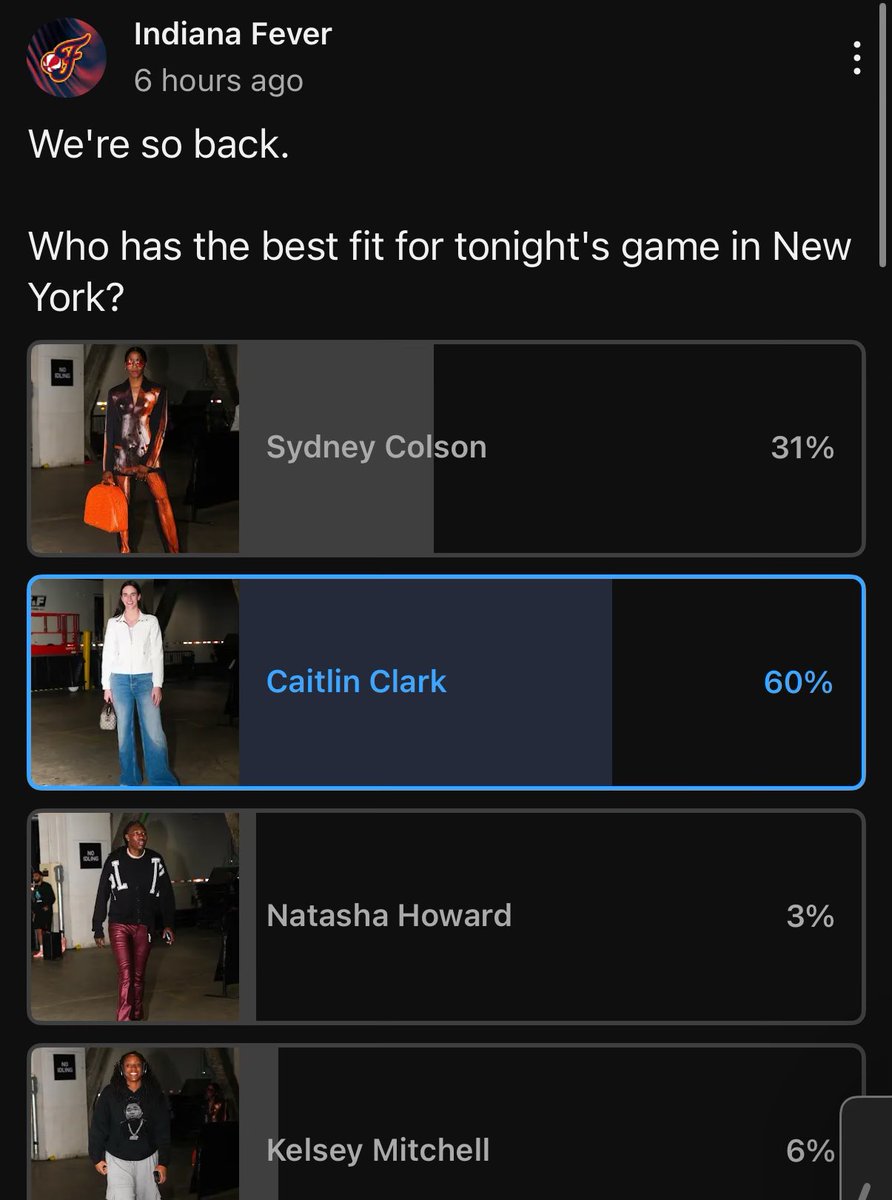 caitlinclarksty's tweet image. the fever does outfit polls on their youtube feed?