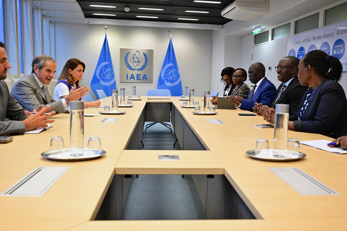 UgandaMFA's tweet image. On July 21st 2025, the PS MoFA @Tybisa met with the DG of @iaeaorg, Rafael Mariano Grossi at his office in Vienna. He was accompanied by Amb. Stephen Mubiru Uganda's Ambassador to Germany who is also accredited to Austria, deputy Head of Mission Amb. Dora Kutesa, Mr. Anthony…