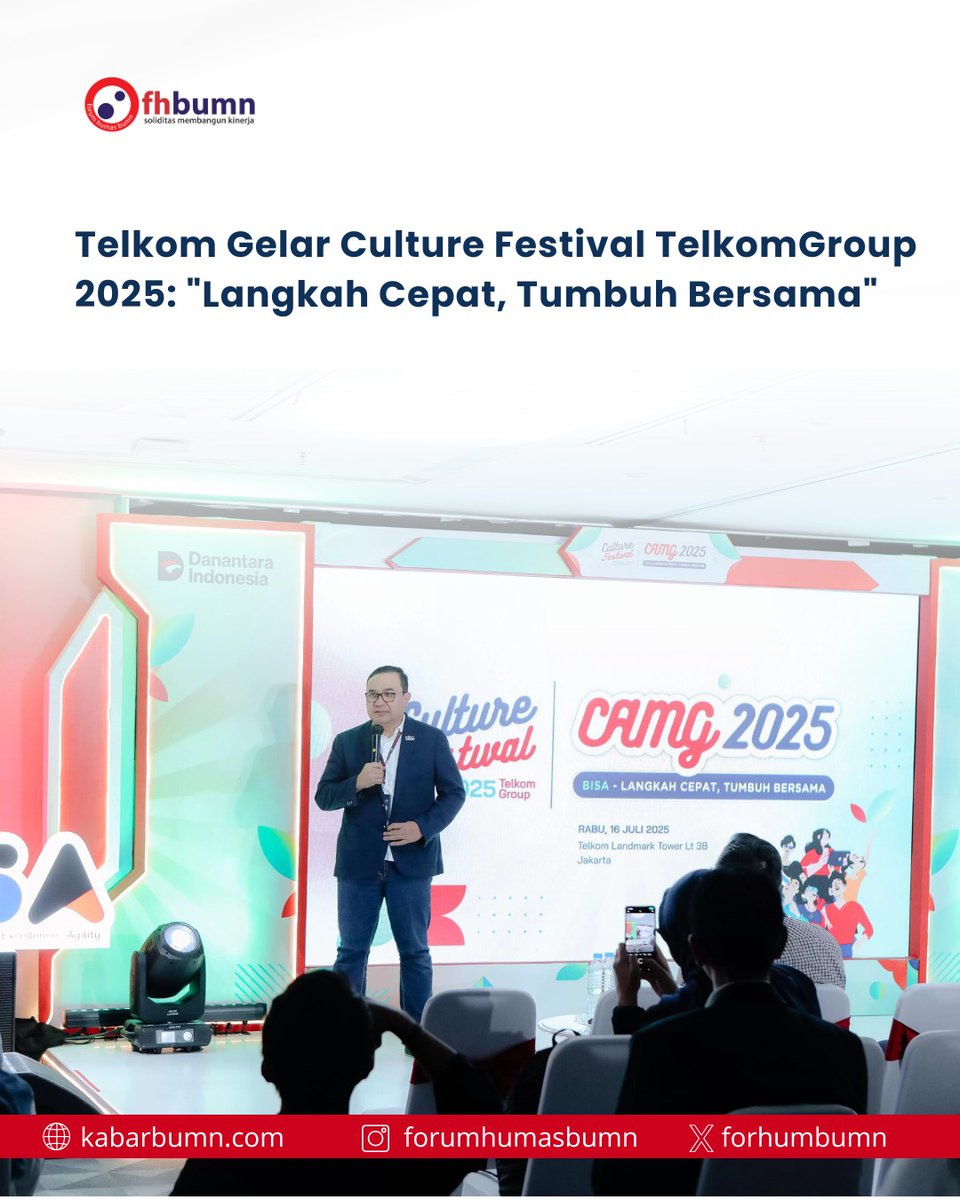 Telkom Indonesia sukses menyelenggarakan rangkaian Culture Festival TelkomGroup 2025 dengan tema “Langkah Cepat, Tumbuh Bersama.” Acara tahunan ini menjadi wadah apresiasi bagi penggiat budaya perusahaan sekaligus memperkuat budaya kerja di seluruh unit dan anak perusahaan