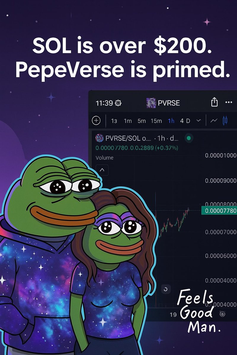 LadyOfTheVerse's tweet image. Sol is over $200. PepeVerse is primed.
$PVRSE isn’t just a chart — it’s a story.
Built by blue-collar devs, artists, and real people who’ve been here since day one.
✅ 6+ months strong
✅ NFT staking live
✅ Same core team, no drama, no controversy
✅ Organic KOL support
✅…