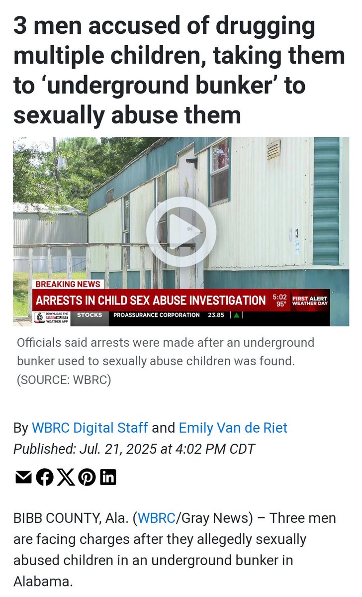 Jere_Memez's tweet image. Six children were allegedly drugged and taken to the bunker, according to Assistant District Attorney Bryan Jones.
Officials say those victims were between 3 and 10 years old.
Investigators say multiple suspects are accused of paying to abuse the children.
Andres…