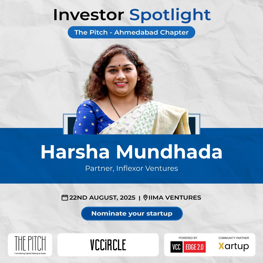 vccircle's tweet image. Welcome Harsha Mundhada, Partner at Inflexor Ventures, as an investor at VCCircle The Pitch – Ahmedabad Chapter, powered by VCCEdge and supported by our community partner, Xartup!
Harsha has been a member of the Inflexor team since inception. She handles multiple…