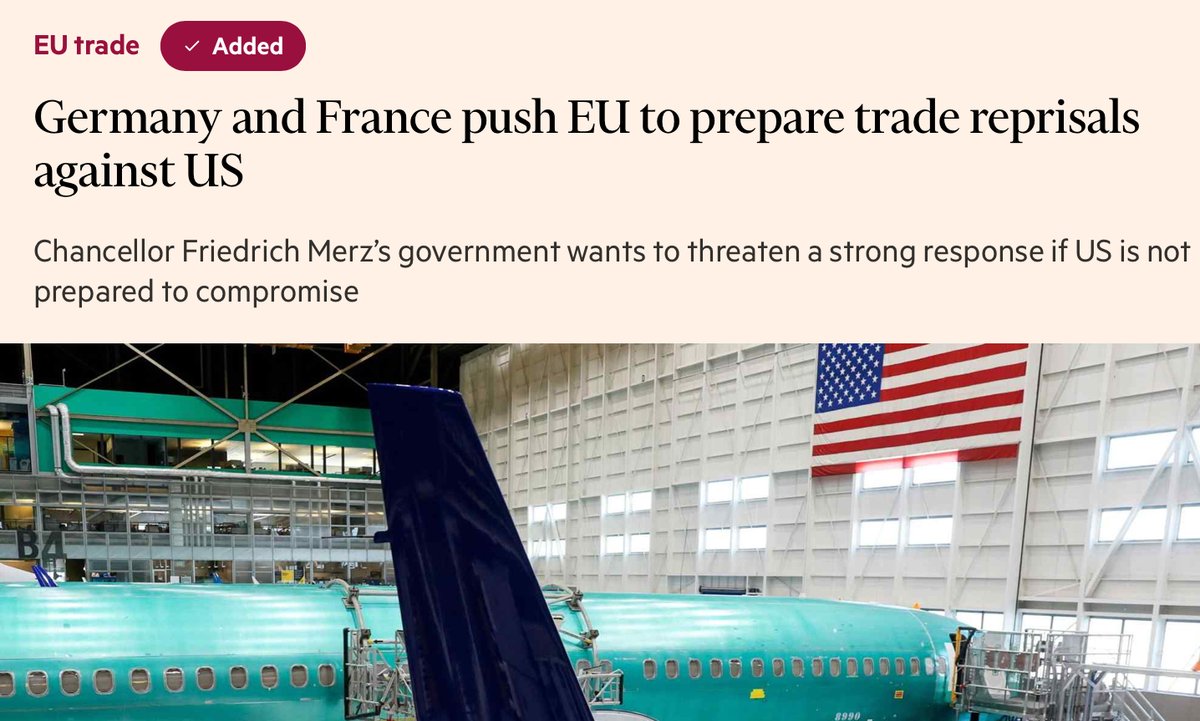 BaldwinRE's tweet image. EU is the last big-economy trade deal left to do (China neutralised US trade leverage in May).
👉EU pondering threatening hardball with its “anti-coercion instrument”
➡️triggering the ACI would simply spark an investigation, not immediate measures. If the commission found the US…