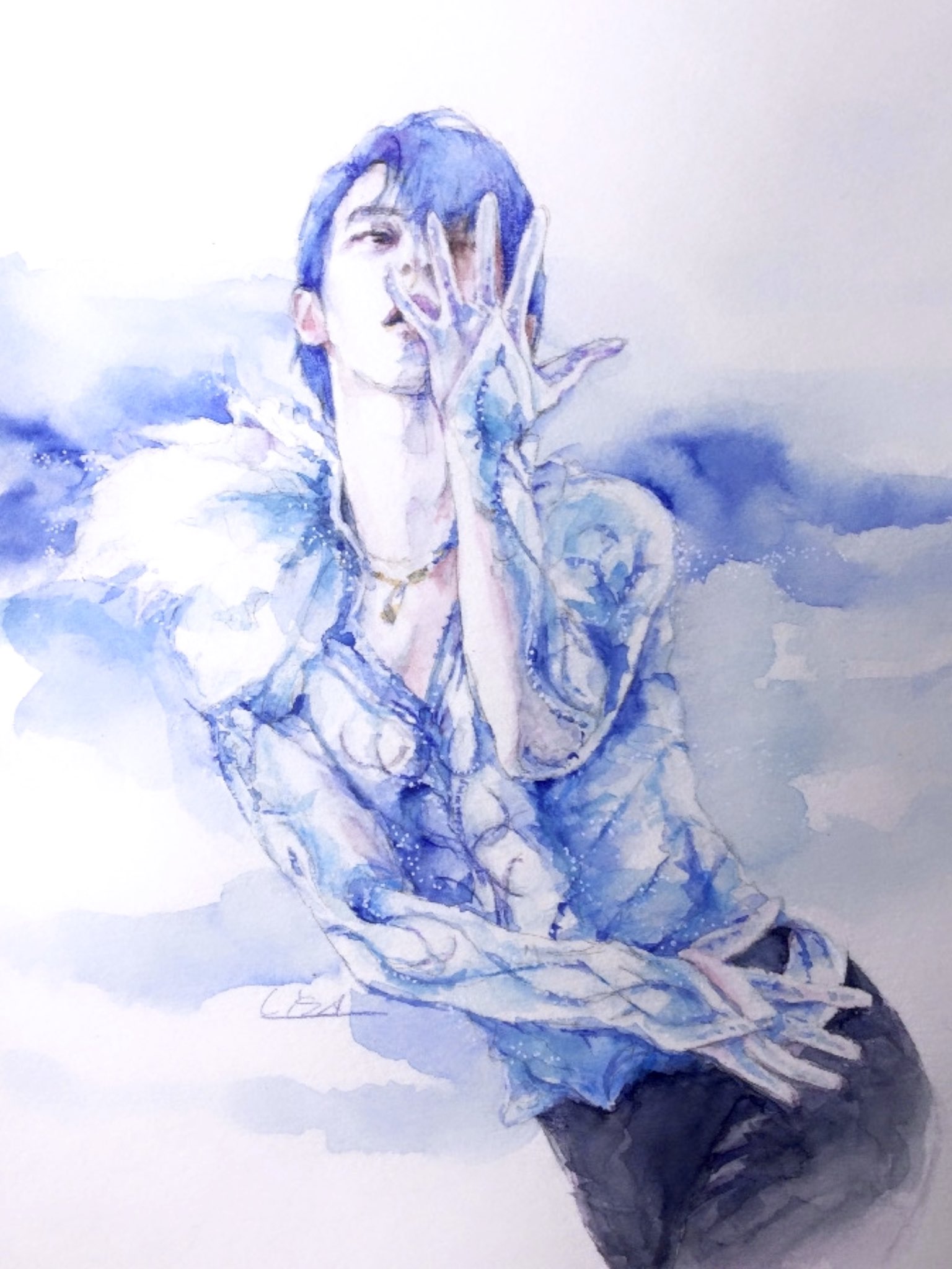羽生結弦 絵画 氷の絵師たち : 金色の翼にのって ～羽生結弦選手をずっと応援～