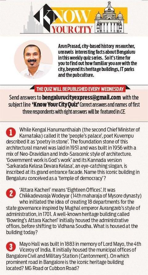 How well do you know your city? Take this quiz by our quiz master Arun Prasad to find out!