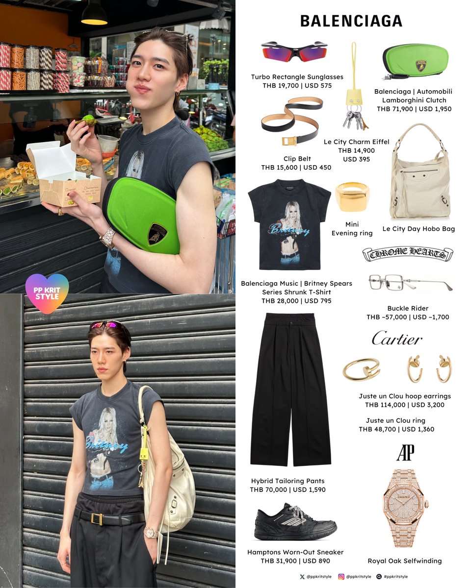 ppkritstyle's tweet image. 〰️ พีพี | PP KRIT STYLE: 🏫
#Balenciaga Turbo Rectangle Sunglasses, Clip Belt, Le City Charm Eiffel, Automobili
Lamborghini Clutch, Le City Day Hobo Bag, Mini Evening ring set, Britney Spears Series Shrunk T-Shirt, Hybrid Tailoring Pants, Hamptons Sneaker
#ppkritt #ppkritstyle