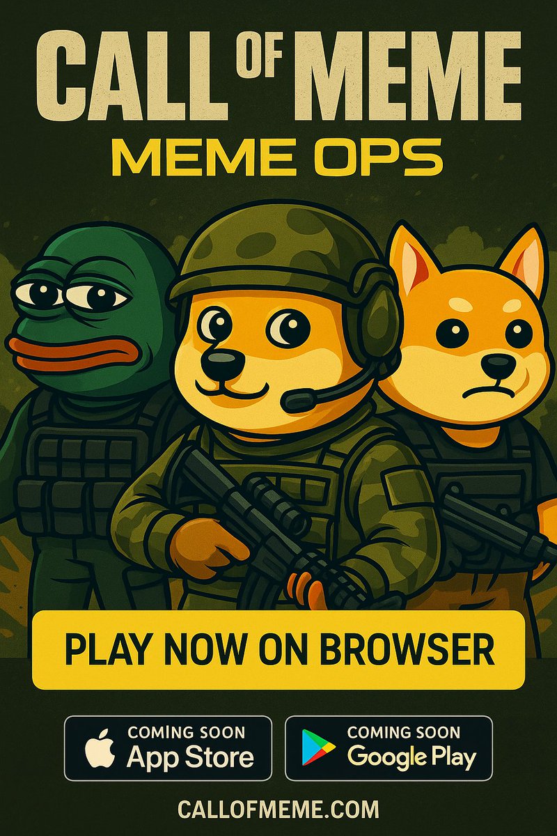 CallOfMemeERC20's tweet photo. ๐ฏ No downloads. No waiting. Just meme warfare.
๐ฅ Play instantly on your browser โ right now.
๐ป https://t.co/PsQBocHr4W
๐ฑ iOS & Android dropping next week.
#CallOfMeme #MemeOps #WebGame #FreeToPlay https://t.co/zJ3u8jH5gO