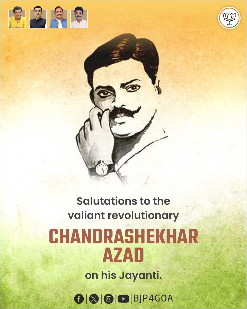 Remembering the fearless revolutionary, Chandra Shekhar Azad, on his Jayanti. His courage and sacrifice continue to inspire generations.