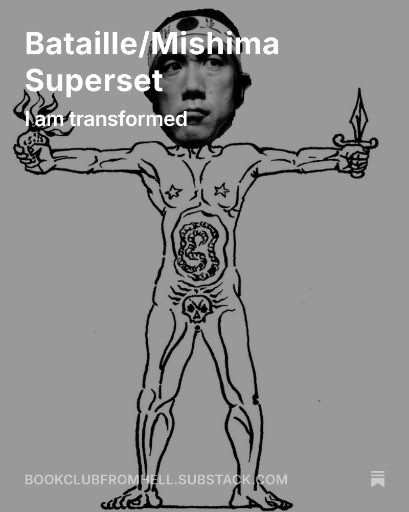 bookclubhell666's tweet image. This is the canonically correct way to read Mishima and Bataille.