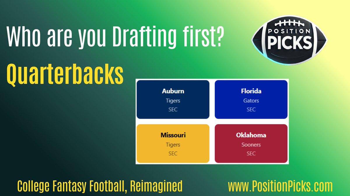 TheBowmanBagley's tweet image. These are the only available options - which one you picking?
Position Picks let's you pick Positions by school, rather than specific players. 💪
Go play for free today and start your draft! Link in Bio.
#fantasyfootball