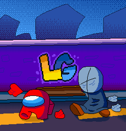 LuminexG's tweet image. Grunty &amp;amp; Amongy: Gradient Messing Up

"Gradient this, gradient that, gradient..." - ඞා
"Let me guess, We'll soon be gradient as well?" - (+)

#grunty #grunt #madnesscombat #amongy #crewmate #amongus #gruntyamongy #newgrounds #pixelart #aseprite #ドット絵