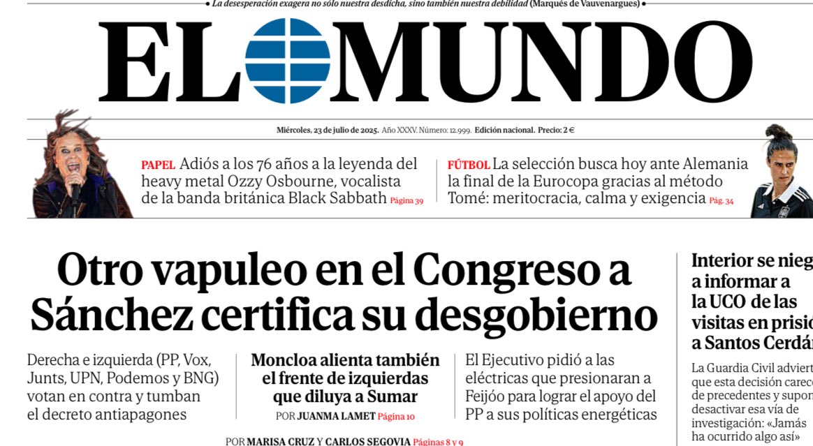 Otro “vapuleo” dicen: 

Ayer se ganaron 7 de 8 votaciones:
✔️ SMI sin IRPF
✔️ Devolución IRPF mutualistas
✔️ Más recursos CCAA y Ayuntamientos
✔️ Agencia de Salud
✔️ Exenciones culturales y deportivas
✔️ REF
✔️Reglamento

Total: 43 leyes aprobadas.

Desgobierno no. Desinformación