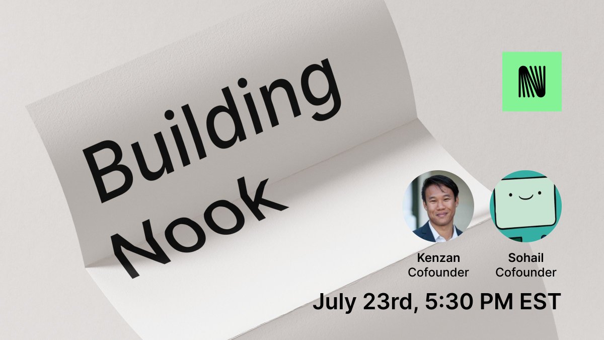 nook_savings's tweet image. Saving Money Ep. 1 💸
July 23 • 5:30 PM EST
Speakers: @Sohailathon & @Kenzanboo (co-founders, Nook Savings)
Join us today to hear how we’re simplifying DeFi yields and the story behind Nook.
Like, RT & comment for a surprise giveaway! 🚀
x.com/i/spaces/1BRJj…
