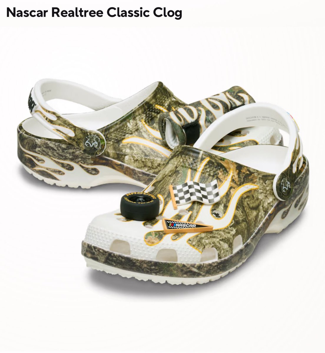 anactualwalnut's tweet image. Copped the NASCAR crocs and yes that jibbitz on the back is a koozy