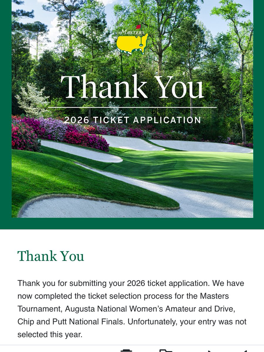 du47222292's tweet image. It’s that time of year again! “You didn’t get Masters tickets” email… One day 🙏🏻