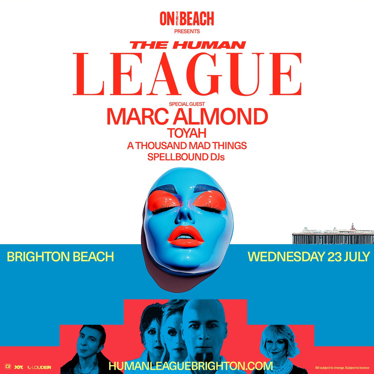 allgigs's tweet image. Brighton! Our #GigOfTheDay is On the Beach, The Human League @humanleagueHQ @MarcAlmond and @toyahofficial at Brighton Beach - last few tickets available >> allgigs.co.uk/view/artist/89…