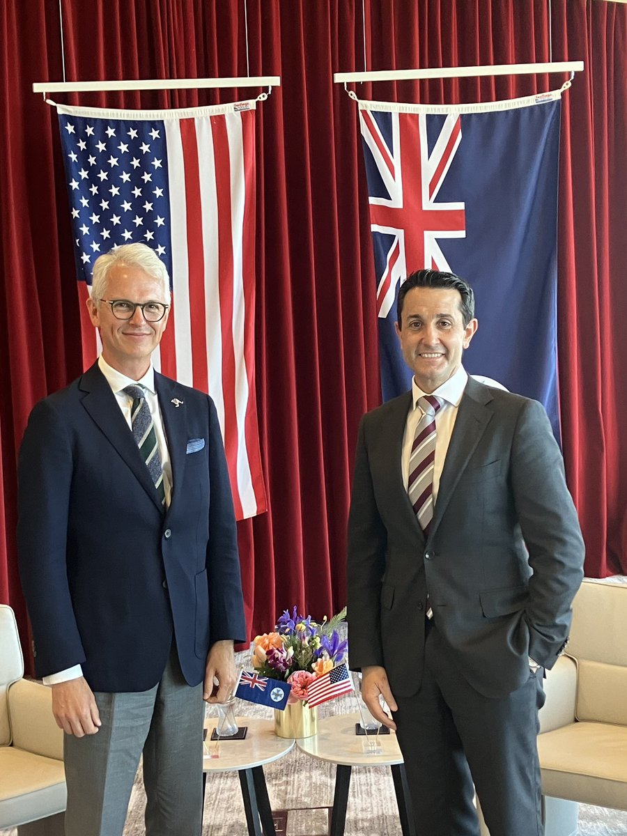 USEmbAustralia's tweet image. During his first official visit to #Queensland, newly arrived U.S. Consul General to NSW and Queensland, Jeremy Cornforth, had the honor of meeting Her Excellency the Honorable Dr Jeannette Young AC PSM, @QldGovernor, as well as @QLDPremier David Crisafulli.