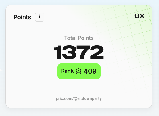sitdownparty's tweet image. Slipped a few places overnight.....
Steady lad, deploying more capital
(And tightening some ranges)
If you haven't joined @prjx_hl you're still early
Use my referral link and we're all gravy
prjx.com/@sitdownparty