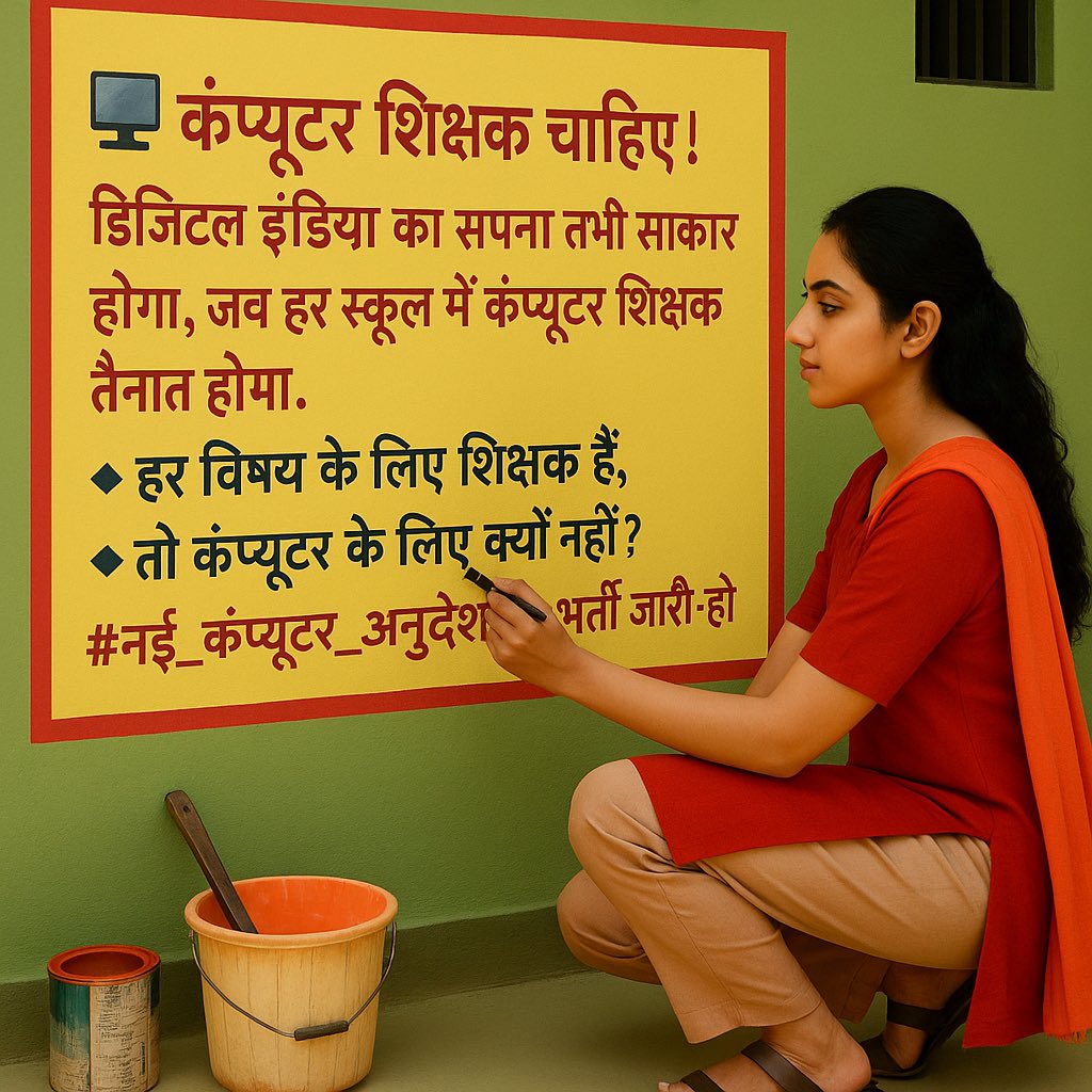 🖥️ कंप्यूटर शिक्षक चाहिए! 🖱️
डिजिटल इंडिया का सपना तभी साकार होगा, जब हर स्कूल में कंप्यूटर शिक्षक तैनात होगा।

🔹 हर विषय के लिए शिक्षक हैं,
तो कंप्यूटर के लिए क्यों नहीं?

#नई_कंप्यूटर_अनुदेशक_भर्ती_जारी_हो
<a href="/madandilawar/">Madan Dilawar</a> <a href="/BhajanlalBjp/">Bhajanlal Sharma</a> <a href="/RajCMO/">CMO Rajasthan</a>