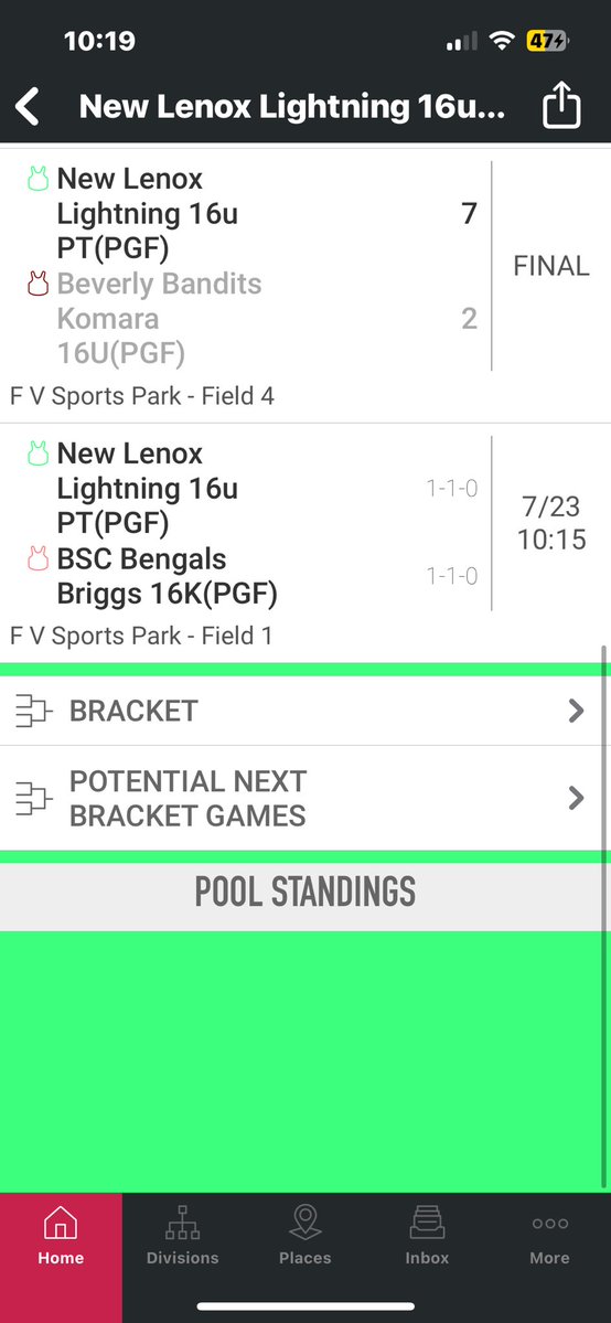 Hayden Pfeifer (@hpfeifer2027) on Twitter photo Next bracket game for PGF Nationals 16U Premier is tomorrow at 10:15 @ Fountain Valley sports park on Field 1. Come check us out!
<a href="/NLL18UGold/">New Lenox Lightning 18U Gold</a> <a href="/LenoxPt/">New Lenox Lightning 16U PT</a> <a href="/btholl/">Bonnie Tholl</a> <a href="/dzym6/">Danielle Zymkowitz</a>
<a href="/BadgerHealy/">BadgerCoachHealy</a> <a href="/LUCCoachAbbott/">Alicia Abbott</a> <a href="/CoachBrundage/">Jennifer Brundage, OLY</a> <a href="/Jen_Daro/">Jen Brauer</a> <a href="/MorganNewport18/">Morgan Gerak</a> <a href="/CoachGill_MSU/">Ashley Gilland</a> <a href="/CoachStanton/">Shonda Stanton</a> Next bracket game for PGF Nationals 16U Premier is tomorrow at 10:15 @ Fountain Valley sports park on Field 1. Come check us out!
<a href="/NLL18UGold/">New Lenox Lightning 18U Gold</a> <a href="/LenoxPt/">New Lenox Lightning 16U PT</a> <a href="/btholl/">Bonnie Tholl</a> <a href="/dzym6/">Danielle Zymkowitz</a>
<a href="/BadgerHealy/">BadgerCoachHealy</a> <a href="/LUCCoachAbbott/">Alicia Abbott</a> <a href="/CoachBrundage/">Jennifer Brundage, OLY</a> <a href="/Jen_Daro/">Jen Brauer</a> <a href="/MorganNewport18/">Morgan Gerak</a> <a href="/CoachGill_MSU/">Ashley Gilland</a> <a href="/CoachStanton/">Shonda Stanton</a>