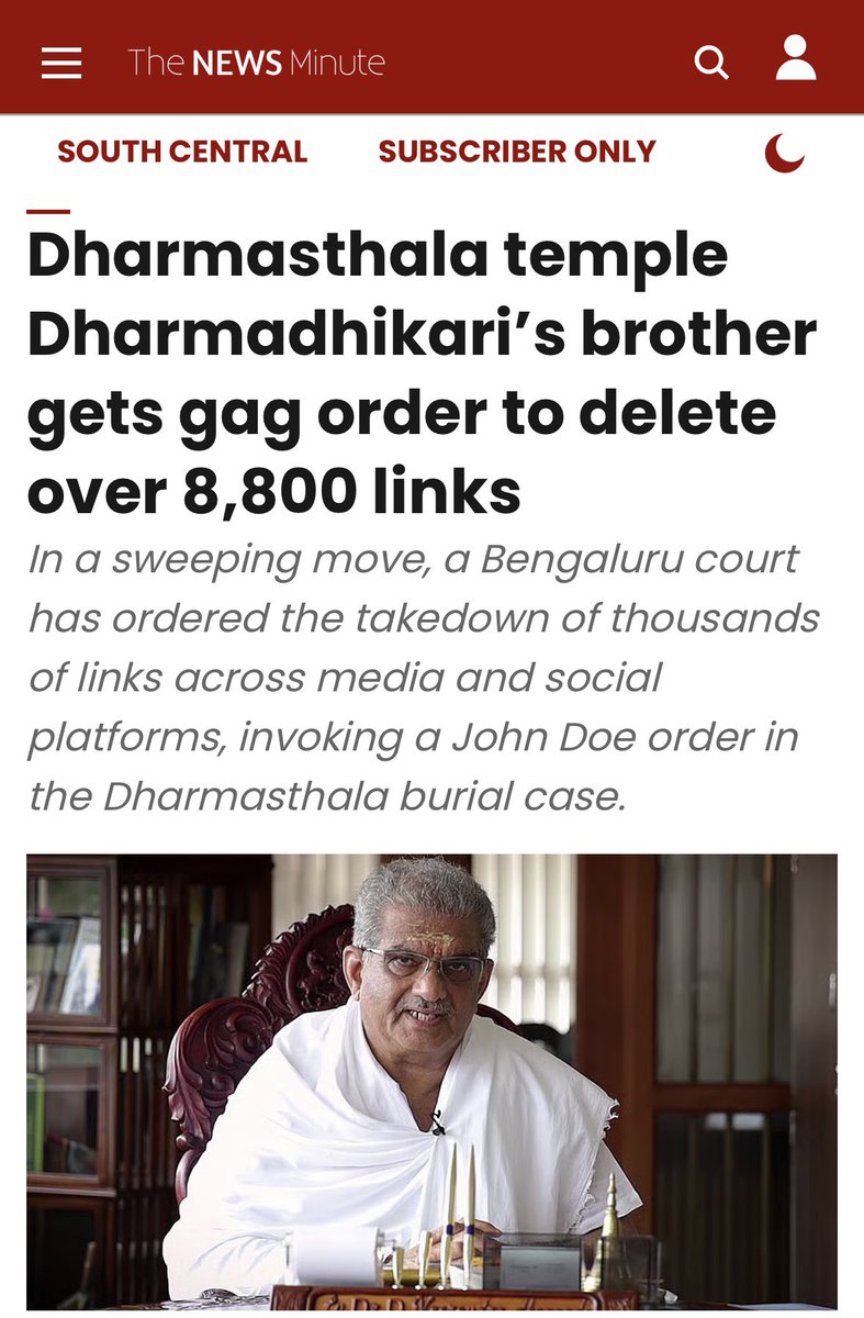 GAG ORDER.
The so-called Dharmadhikari is running scared. Now he needs gag orders to silence voices and bury the truth. Why? Because he knows the law is coming , and this time, no godman image can protect him.

The SIT officers on this case aren’t weak , they don’t bow to money,