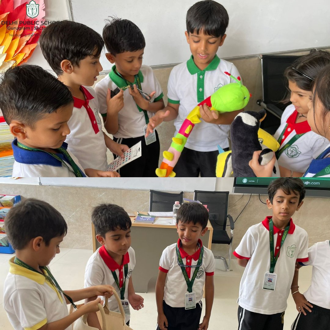 Our curious Grade 1 learners dove into the Magic Potli — eyes shut, hearts open! 
Surprise objects turned into stories, giggles, and quick-thinking fun! 🎤
Swipe to see the magic unfold!