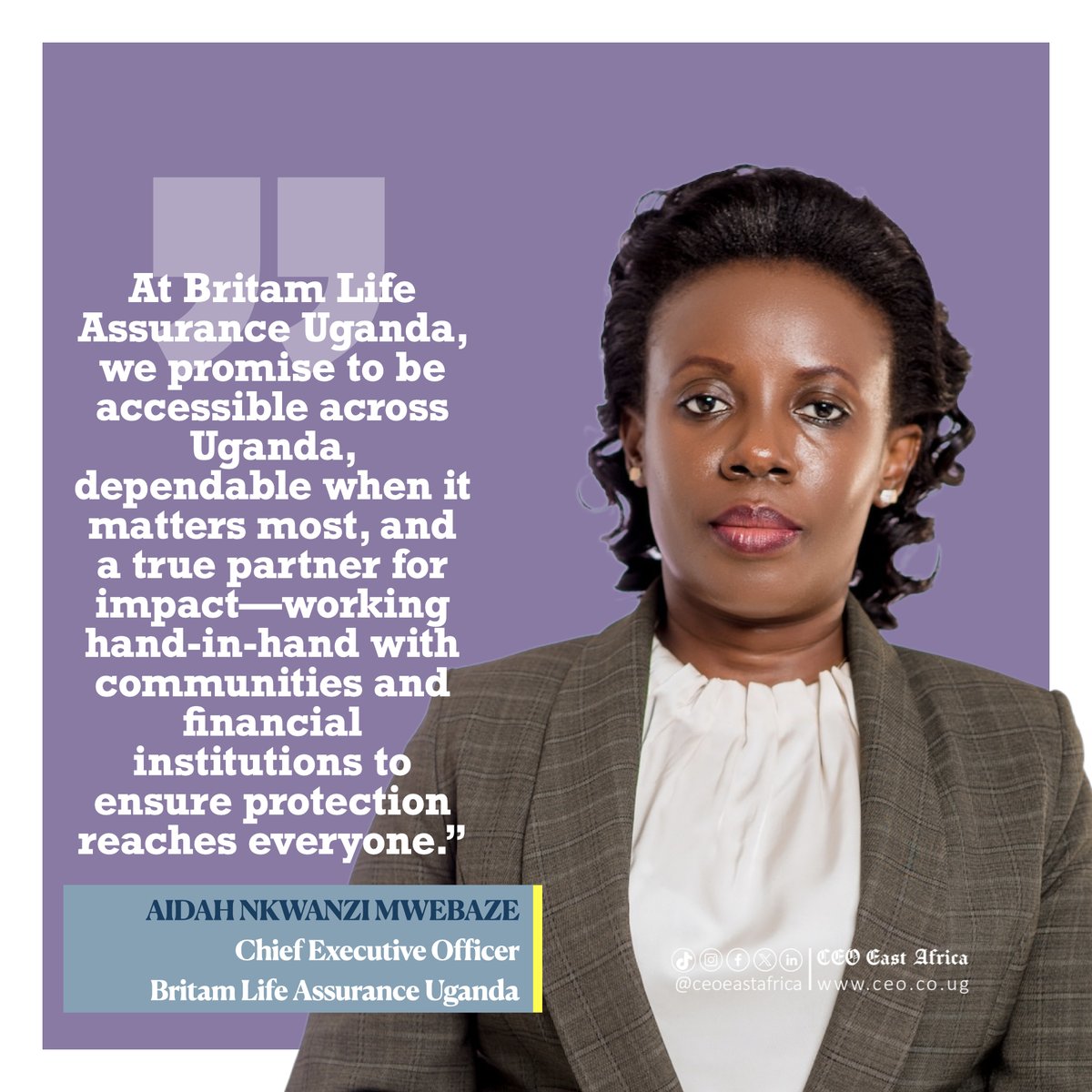 #QuoteOfTheDay

“At Britam Life Assurance Uganda, we promise to be accessible across Uganda, dependable when it matters most, and a true partner for impact—working hand-in-hand with communities and financial institutions to ensure protection reaches everyone.”
— Aidah Nkwanzi,
