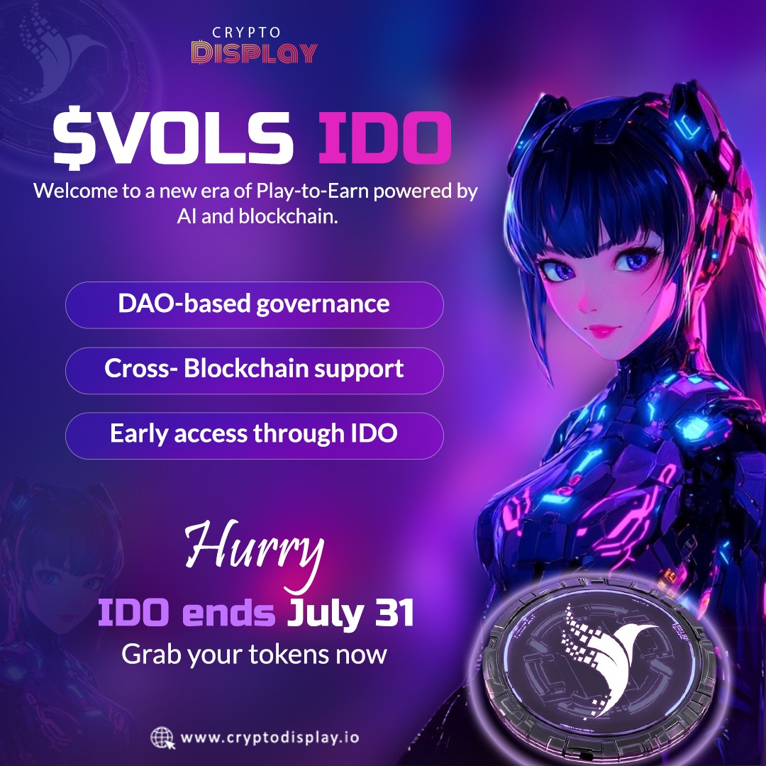 CryptoDisplayio's tweet photo. Level up your gaming and earning🎮💰
@VolarisGames ($VOLS) IDO is live — powered by AI, backed by blockchain, and driven by the community. 

Explore more - https://t.co/r3PiKLJYbM 

#CryptoDisplay #VolarisGames #crypto #VOLS #AI #blockcain #token #project #gamingandearning https://t.co/C9atdVNHhb