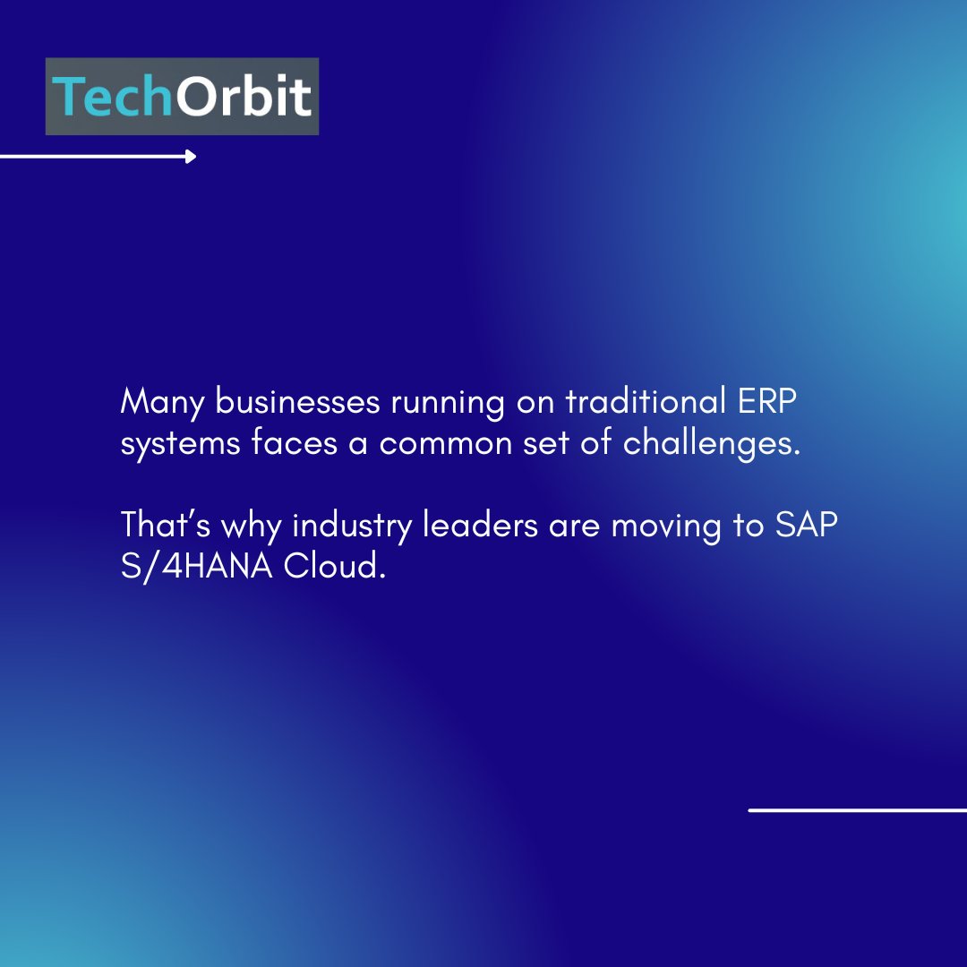 TechorbitL's tweet image. Struggling with slow reports, disconnected systems & rising IT costs?
S/4HANA Cloud changes that with real time insights, streamlined operations & lower infra costs.
See the impact across your business:
📩 techorbitmarketing@gmail.com
#SAPGoldpartner #TechOrbit