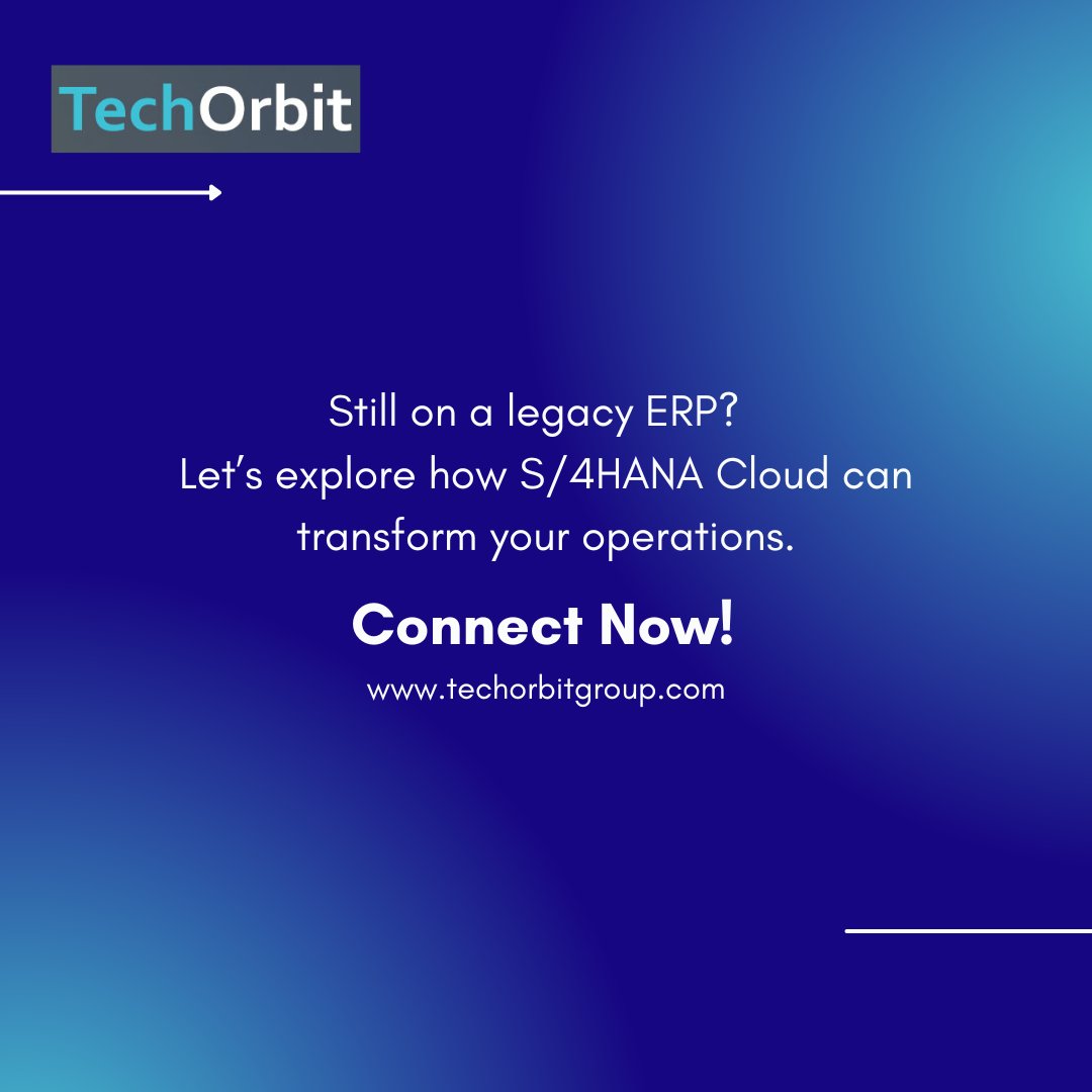 TechorbitL's tweet image. Struggling with slow reports, disconnected systems & rising IT costs?
S/4HANA Cloud changes that with real time insights, streamlined operations & lower infra costs.
See the impact across your business:
📩 techorbitmarketing@gmail.com
#SAPGoldpartner #TechOrbit